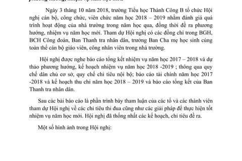 HỘI NGHỊ CÁN BỘ - CÔNG CHỨC - VIÊN CHỨC NĂM HỌC 2018-2019