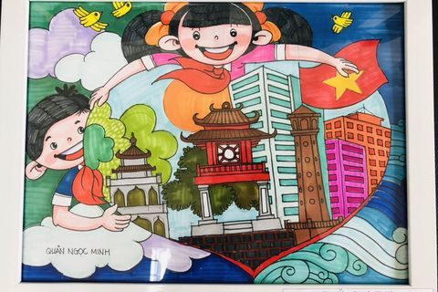 Học sinh Trường Tiểu học Thành Công B với Cuộc thi vẽ tranh Chào mừng ngày giải phóng Thủ đô và trang trí trường mới