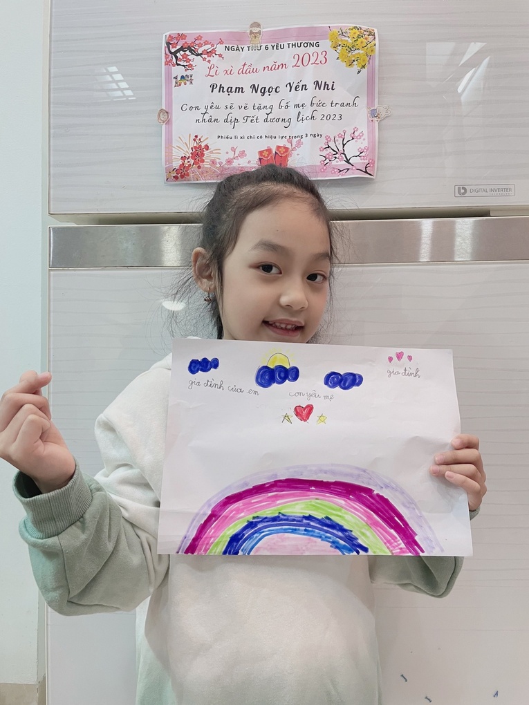 Những món quà lì xì đáng yêu của các bạn lớp 1A4 trường Tiểu học Thành Công B gửi tặng bố mẹ nhân dịp Tết dương lịch 2023