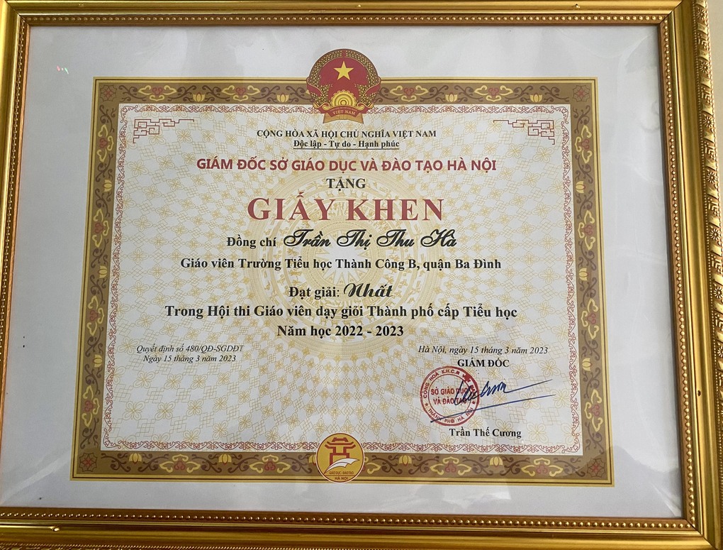 Chúc mừng cô giáo Trần Thị Thu Hà - Trường Tiểu học Thành Công B đạt Giải Nhất Hội thi GVDG cấp Tiểu học TP Hà Nội năm học 2022 – 2023