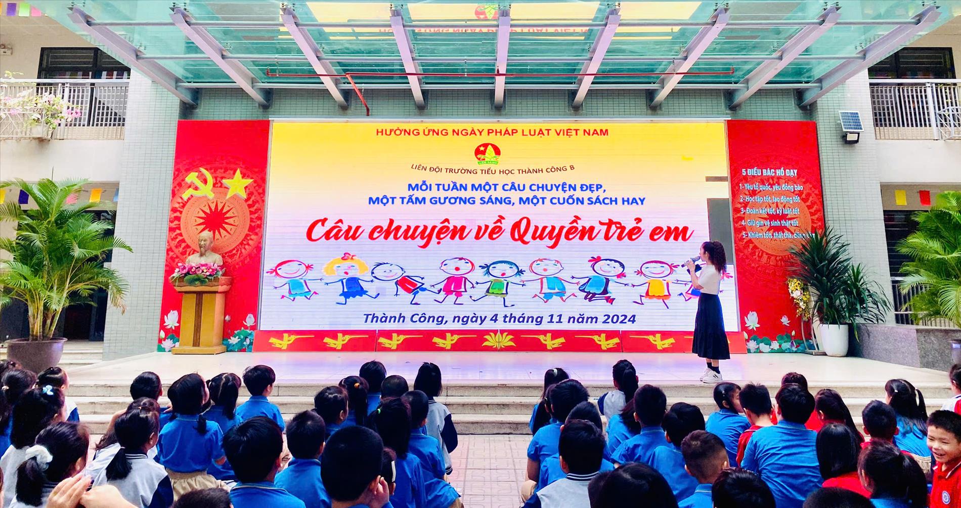 Trường Tiểu học Thành Công B tổ chức buổi sinh hoạt dưới cờ với Chủ đề “Quyền Trẻ em”