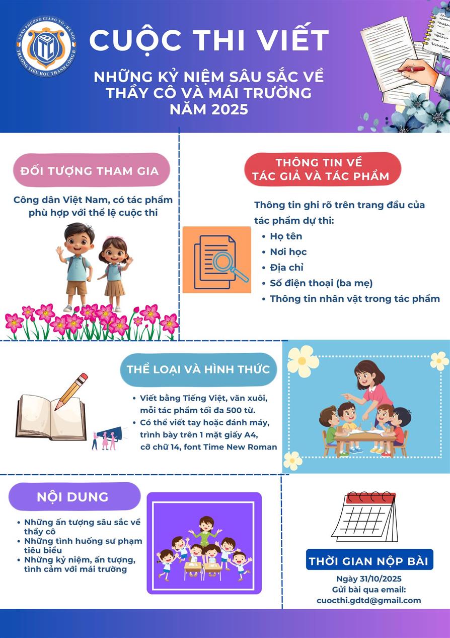 Thông báo phát động Cuộc thi viết “Những kỷ niệm sâu sắc về Thầy cô và Mái trường” năm 2025