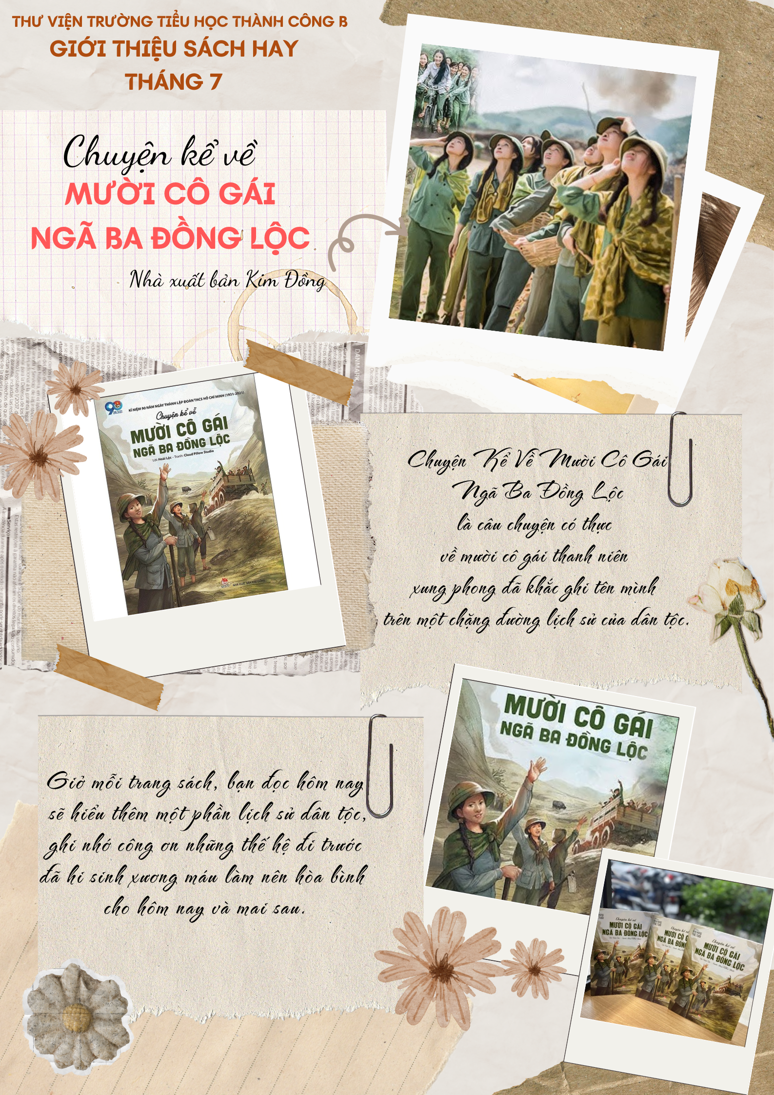 Giới thiệu sách nhân kỷ niệm ngày Thương binh - Liệt sĩ 27/7: Chuyện kể về Mười cô gái ngã ba Đồng Lộc – Khi tuổi trẻ hóa thành bất tử