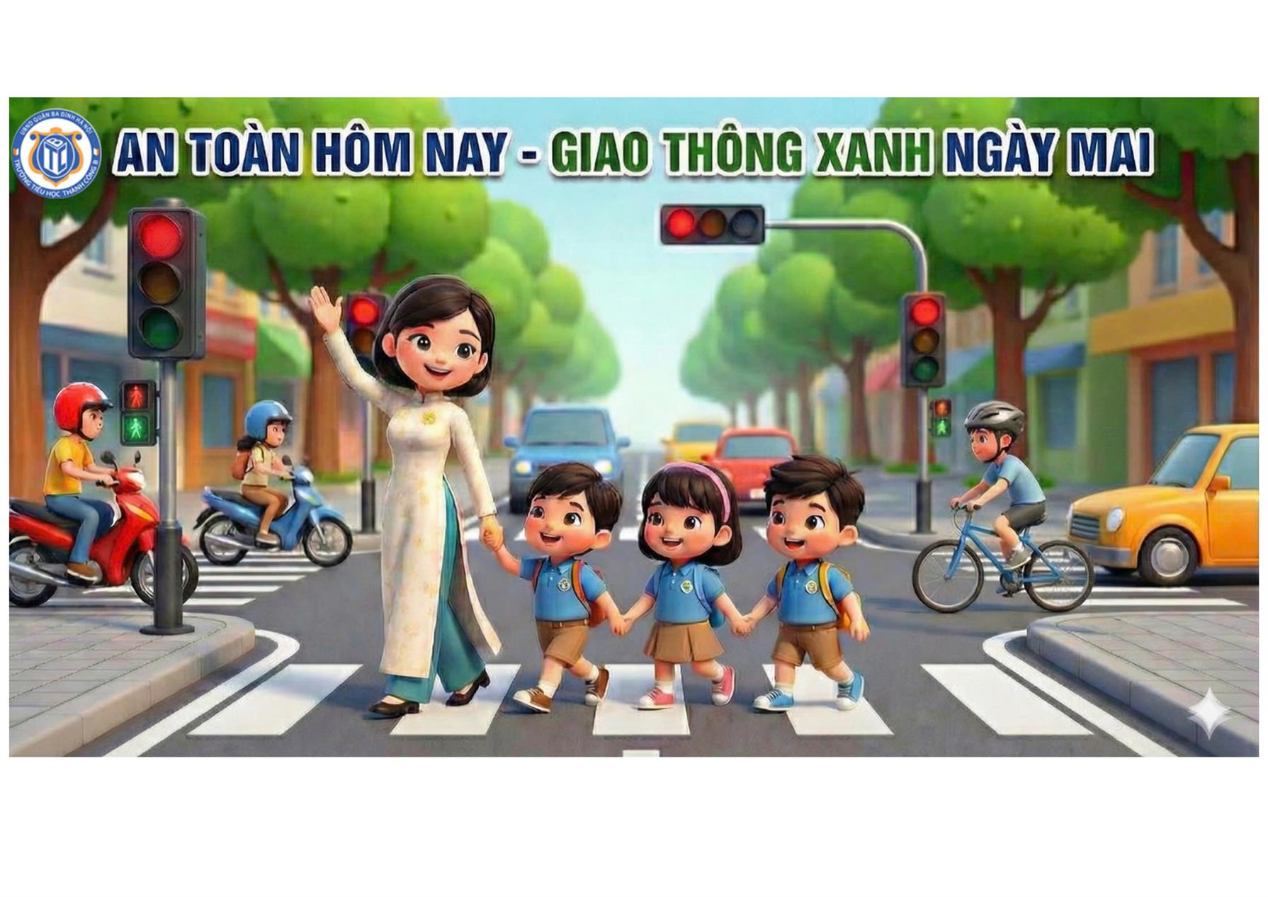 Trường Tiểu học Thành Công B tham gia hoạt động tuyên truyền và vẽ tranh an toàn giao thông