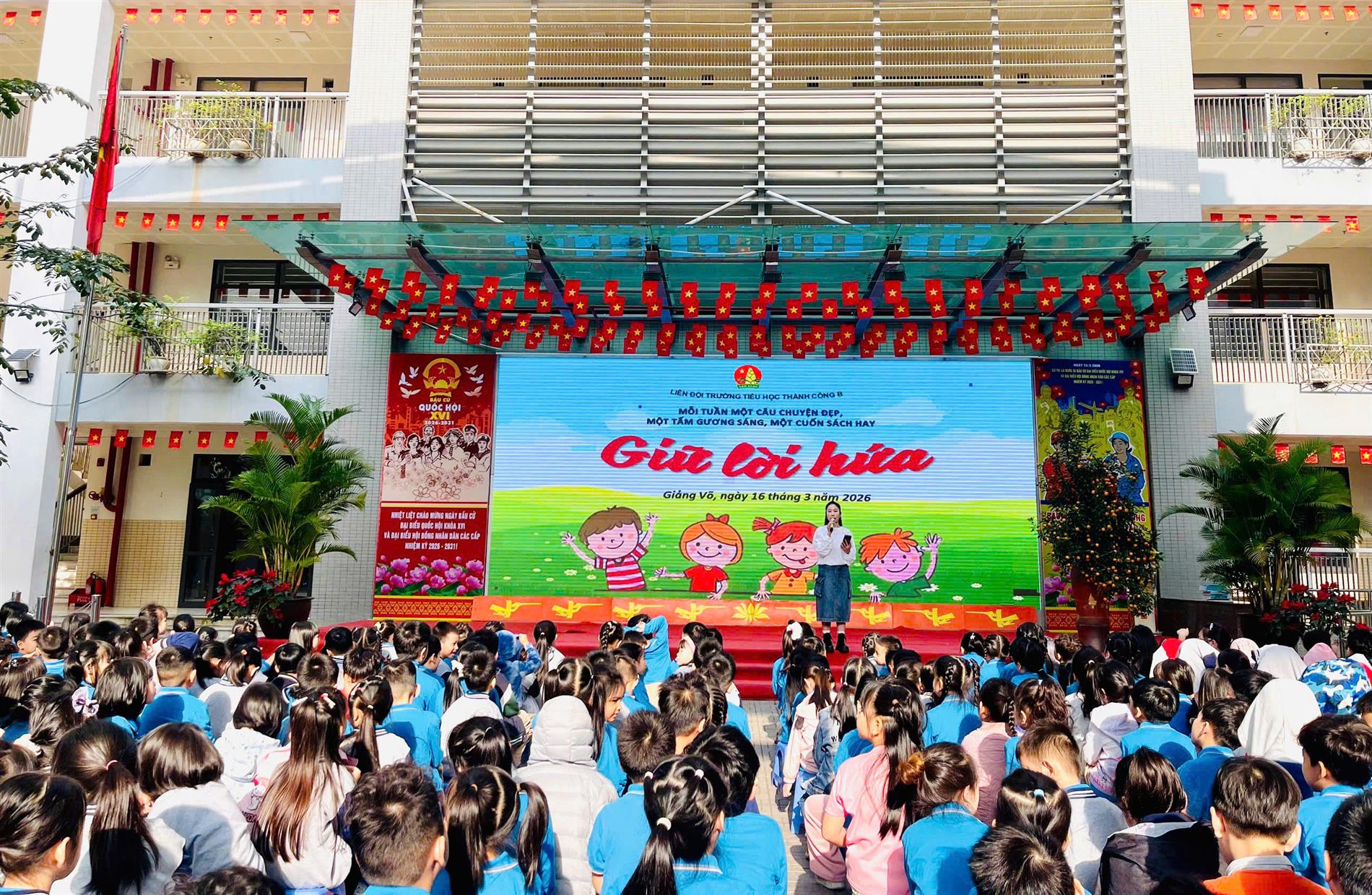 “Từ lời hứa nhỏ đến giá trị lớn – Bài học dưới cờ đầy cảm hứng” của thầy trò trường Tiểu học Thành Công B