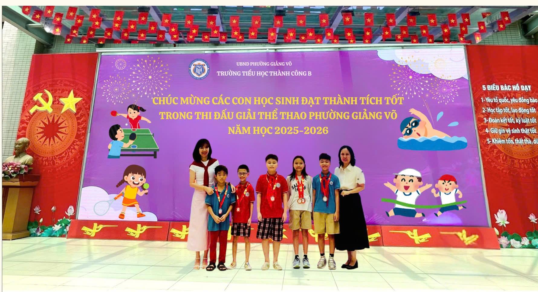 DẤU ẤN THỂ THAO HỌC ĐƯỜNG – HỌC SINH TRƯỜNG TIỂU HỌC THÀNH CÔNG B GẶT HÁI THÀNH TÍCH ẤN TƯỢNG