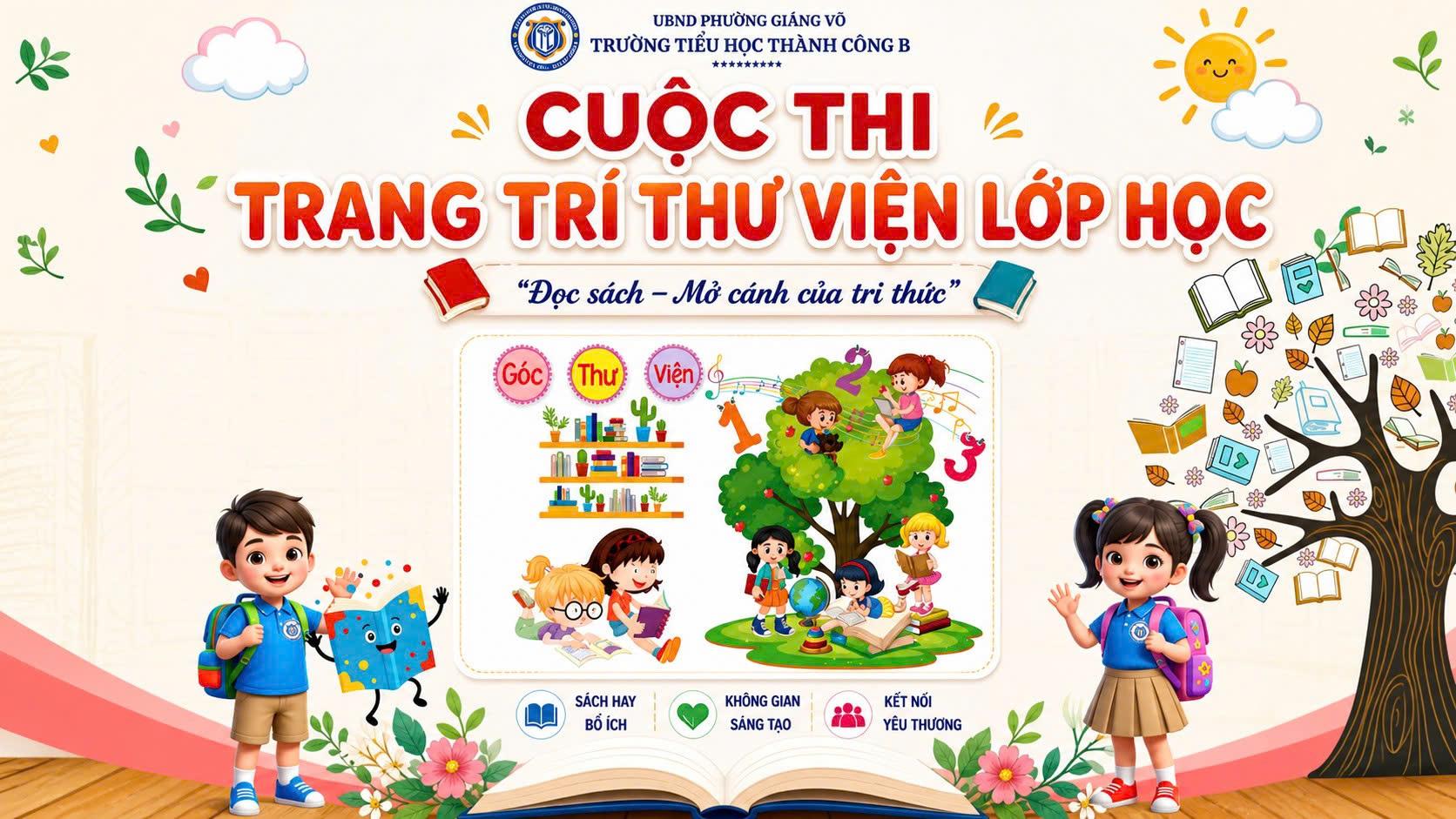 Sôi nổi Hội thi “Trang trí góc thư viện lớp học” – Lan toả văn hóa đọc tại Trường Tiểu học Thành Công B