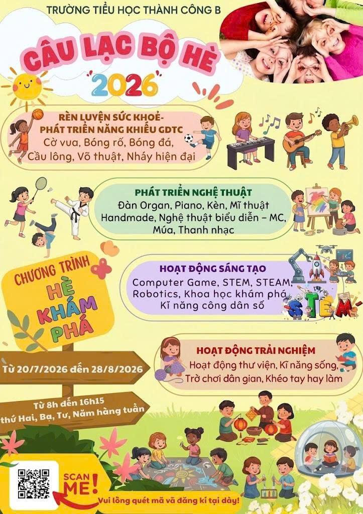 Câu lạc bộ Hè 2026 - Trường Tiểu học Thành Công B